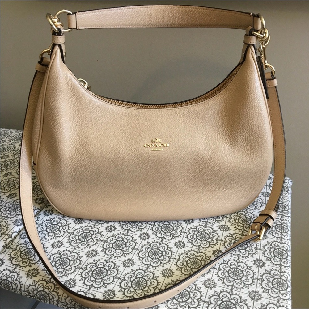 Coach Pebbled Leather Shoulder Bag in Tan